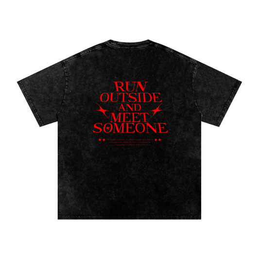 Meet someone Snow Washed Oversized Cotton T-Shirt
