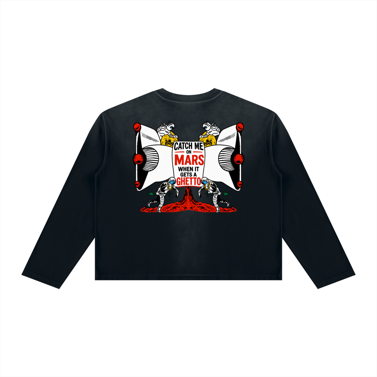 Ghetto Mars Unisex Sunfade Boxy Long Sleeve T-Shirt