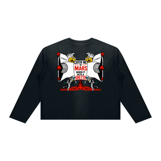 Ghetto Mars Unisex Sunfade Boxy Long Sleeve T-Shirt