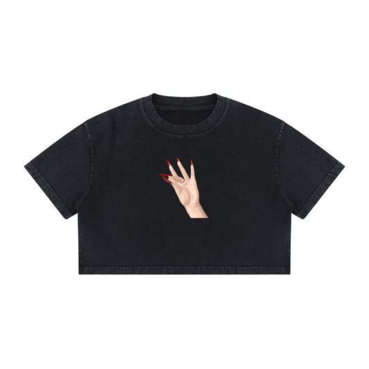 Clock it Women's Mineral Wash Cotton Crop T-Shirt