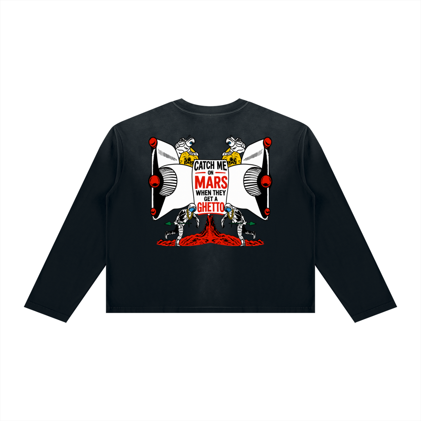 Ghetto Mars Unisex Sunfade Boxy Long Sleeve T-Shirt