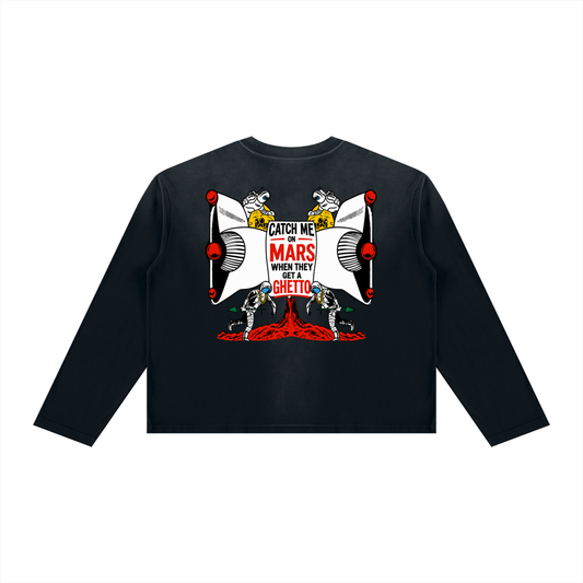 Ghetto Mars Unisex Sunfade Boxy Long Sleeve T-Shirt