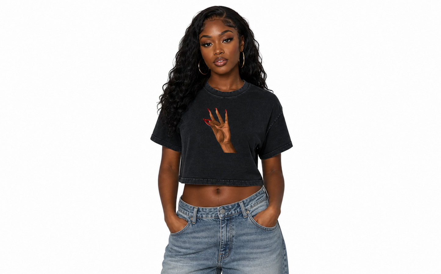 Clock It! Women's Mineral Wash Cotton Crop T-Shirt