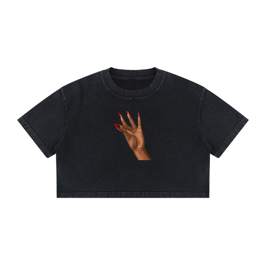 Clock It! Women's Mineral Wash Cotton Crop T-Shirt